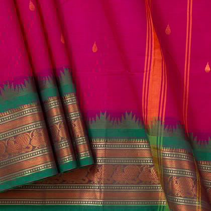 Pink And Green Kanchi Cotton Saree PV MM KC 247