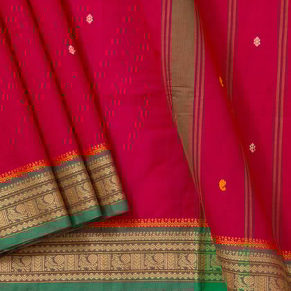 Pink And Green Kanchi Cotton Saree PV MM KC 163