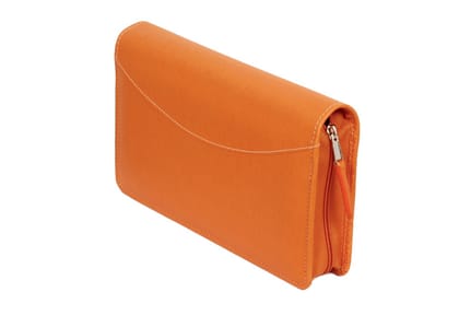 Sukeshcraft Multiple Cheque Book Holder | Original PU Holds Upto 8 Cheque Books, Orange