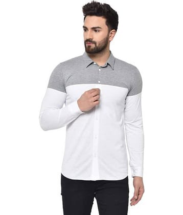 Glito Cotton Blend Regular Fit Colorblock Men's Casual Shirt - White ( Pack of 1 )