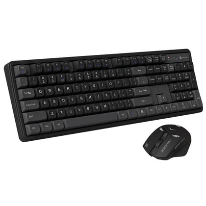 Portronics Key9 Combo Wireless Keyboard and Mouse Set with Ergonomic Mouse, Multimedia Function Hotkeys, USB Receiver, Adjustable DPI, Long Key Life & Click Life for PC & Laptop (Black)