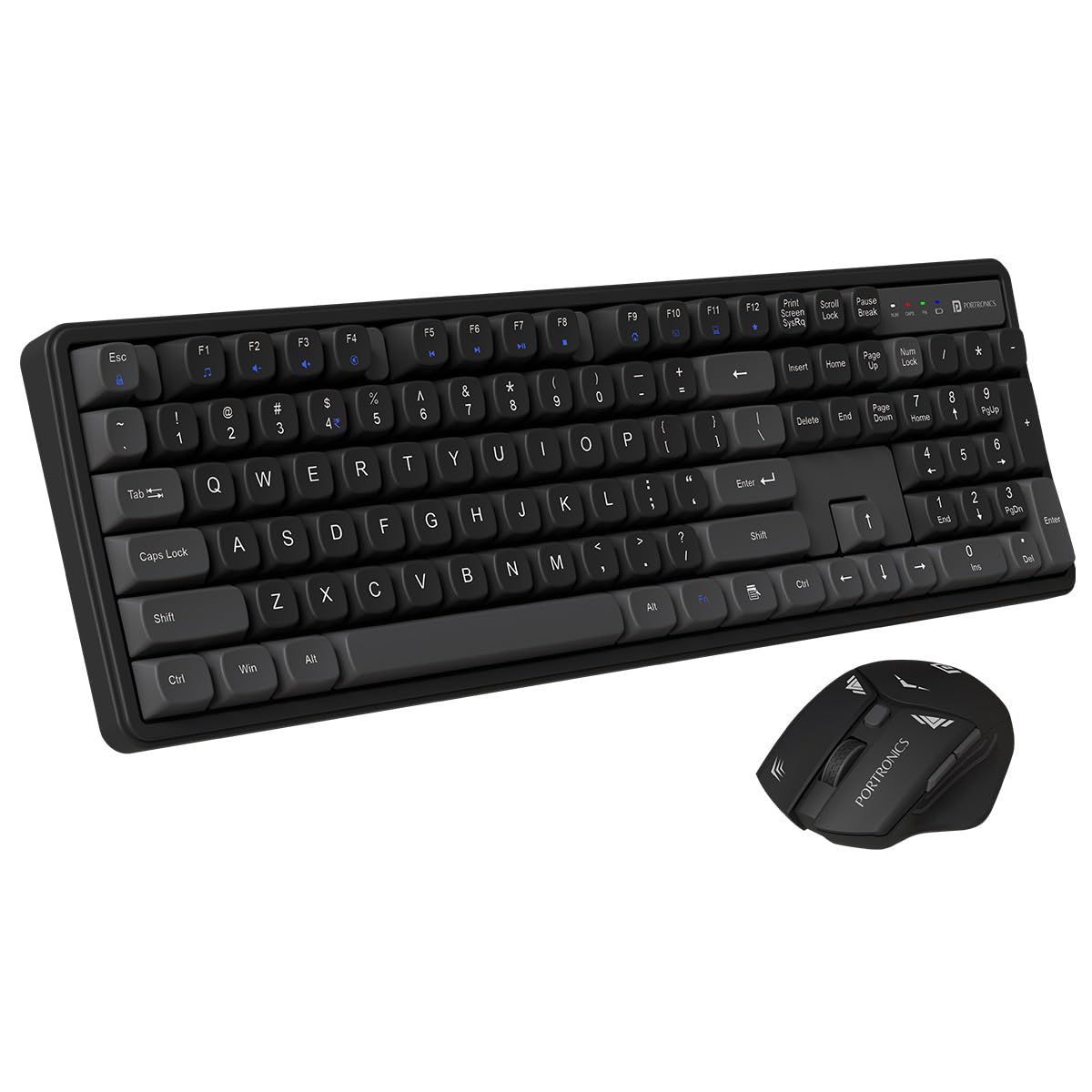 Portronics Key9 Combo Wireless Keyboard and Mouse Set with Ergonomic Mouse, Multimedia Function Hotkeys, USB Receiver, Adjustable DPI, Long Key Life & Click Life for PC & Laptop (Black)