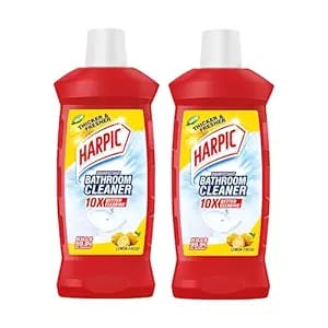Harpic Disinfectant Bathroom Cleaner Liquid - Lemon, 1 L (Pack of 2)
