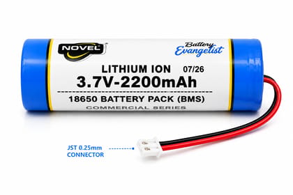 NOVEL 3.7V 18650 BMS LITHIUM ION BATTERY WITH JST 1.25mm PIN - 2200mAh NOVEL 3.7V 18650 BMS LITHIUM ION BATTERY WITH JST 1.25mm PIN - 2200mAh