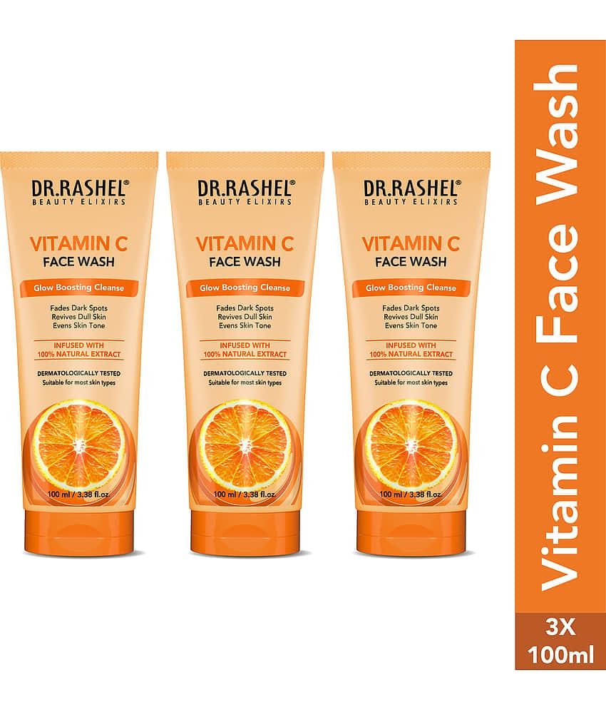 DR.RASHEL Vitamin C with Natural Extracts for Bright & Glowing Skin, All Skin Types Face Wash ( Pack of 3 )