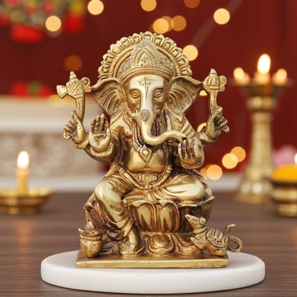 Brass Showpiece Ganesh Ji God Idol Statue (BSMAS1439 G)