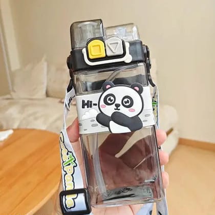 Animal Themed 2-Way Drinking Style 520ml Water Bottle-Black Panda