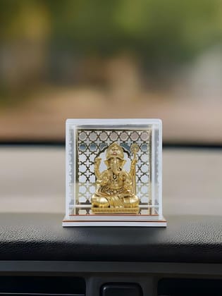 Brahma 3D Farm God Idol Trishuldhaari Ganesha with Temple | Trishuldhaari Ganesha for Home Decor, Pooja Room, Car Dashboard, Study Table, Living Room & Office Decoration | Gift Item