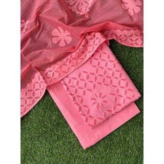 Applique Cotton Dress Material Suit Set