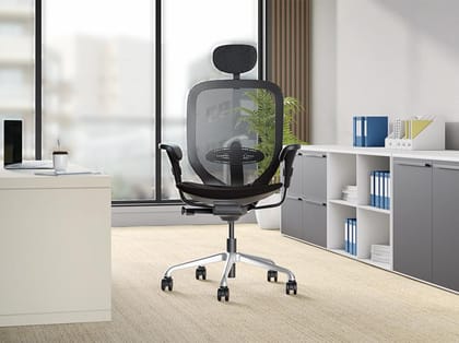 Ace Full Back Chair (with black headrest, in Black Ink)
