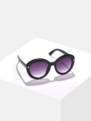 Purple Lens Black Oval Sunglasses-Sunglasses