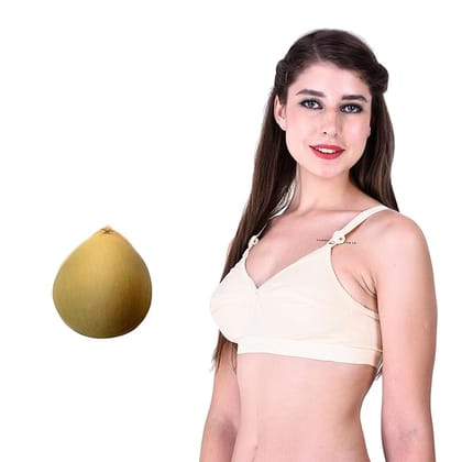 Mastectomy Cancer Pocket Skin White Bra with one Micro Fiber Filled Adjustable Pad | Cotton Bra