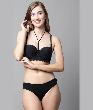 PrettyCat Polyester Women's Bra & Panty Set ( Red )