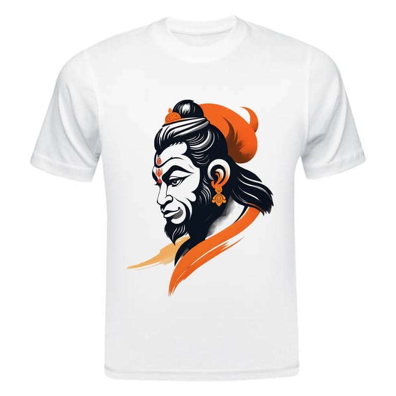 TERA MERA GIFT, Shri Hanuman Jayanti Graphic T-Shirt, White Polyster, Religious Festival Design AA4
