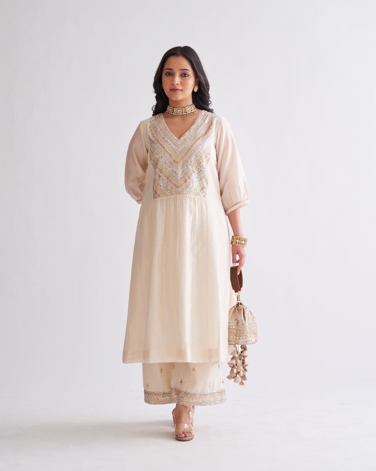 The Sona Chandi Set with Gota Zari Handwork & Odhani-XXS