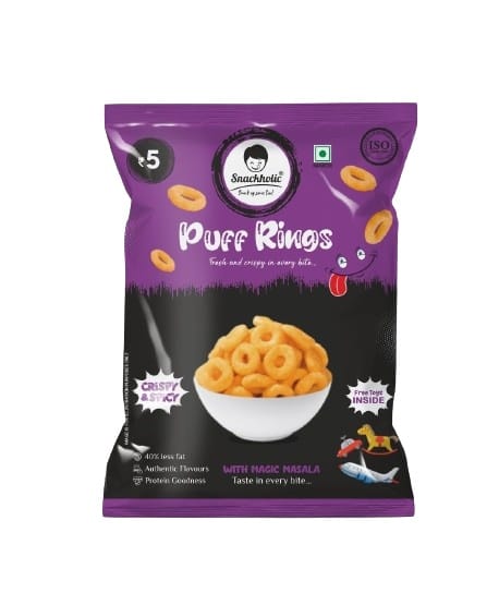 Snackholic Cheesy Puff Rings | Corn-Based Extruded Snack | Kids' Favorite