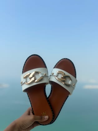 Tan Chained Flats-35