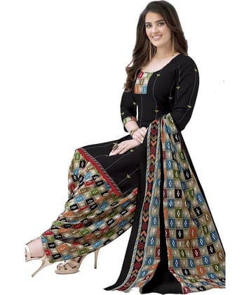 Reya Unstitched Crepe Self Design Dress Material - Black ( Pack of 1 )