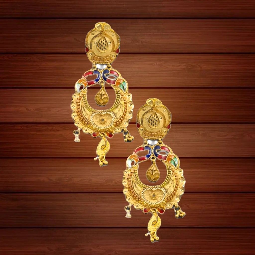 Elegant Gold-Plated Meenakari Earrings – Traditional Gift for Women