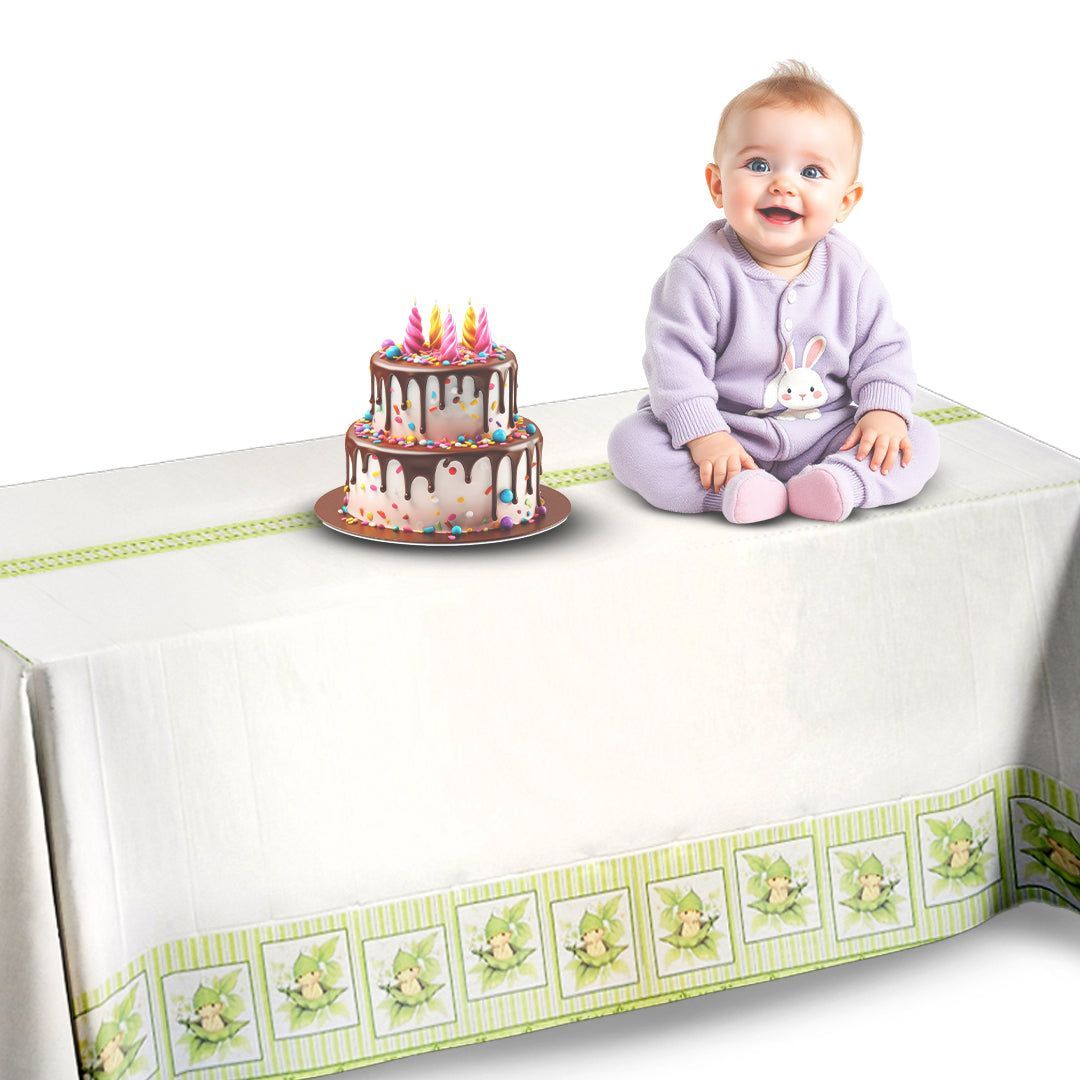 Sweet Pea in a Pod Theme Table Cover for Baby Shower - 54 in x 108 in - 1PC