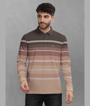 BULLMER Pack of 1 Cotton Blend Regular Fit Striped Full Sleeves Men's Polo T Shirt ( Green )