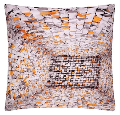 KOKO Decorative Home Ivory Rust Abstract 3D Print Cushion Cover  16x16 Inches (40x40 cm) Zippered Square Pillow Covers for Sofa, Chair, Bed (Set of 5)