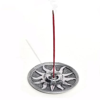 Silver Round Sun face Design (Agarbatti Stand) Aluminium Incense Holder