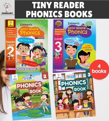Edsmart Tiny Reader Phonics Books for Kids - Edsmart Phonics Reader Book Combo, Levels 2-5, Word and Sentence Reading - 4 Book Set [Paperback] [Jan 01, 2023] Edsmart Edu Services Pvt Ltd