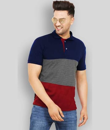 Leotude Pack of 1 Cotton Blend Regular Fit Colorblock Half Sleeves Men's Polo T Shirt ( Black )