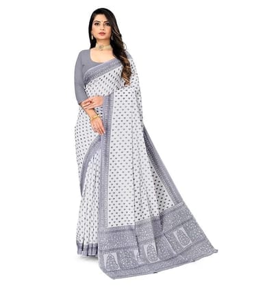 Cotton Printed Mulmul Saree for Women without Blouse Piece