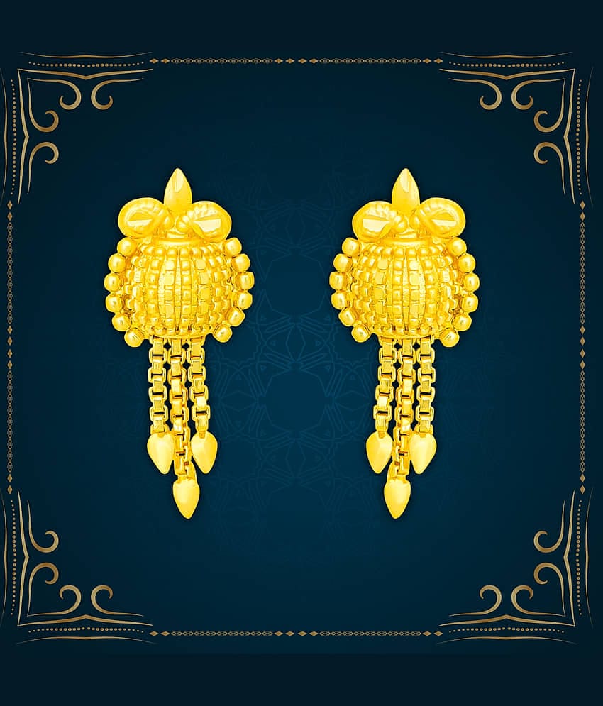 LUV FASHION Golden Drop Earrings ( Pack of 1 )