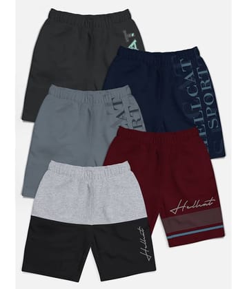 HELLCAT Pack of 5 Cotton Blend Shorts For Boys ( Multicolor )