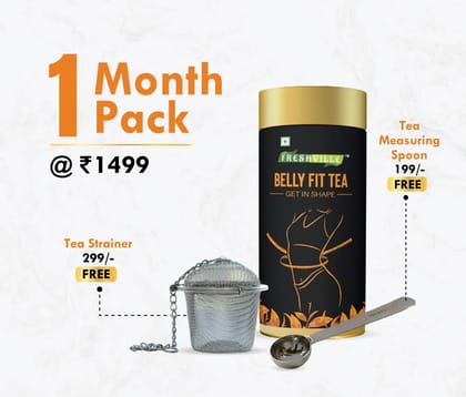 Freshville Belly Fit Tea | Pure & Natural | Tea for Weight Loss & Glowing Skin | Tummy Reduction, Prevent Ageing Signs | Rich in Antioxidants | Purifying & Cleansing | Garcinia, Cinnamon, Gin