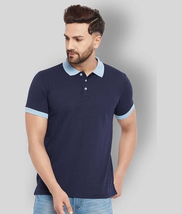 The Million Club Pack of 1 Cotton Blend Regular Fit Solid Half Sleeves Men's Polo T Shirt ( Navy )