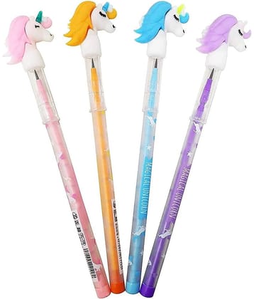 ECLET Beautiful Designer Unicorn Pencils (Pack of 4 Pencils) Assorted Colours