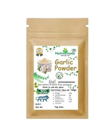 Nutriesfoods 100% Natural Garlic Powder | Pure & Farm-Fresh Lehsun Powder |  Vegan & Gluten-Free | 100 g Pack