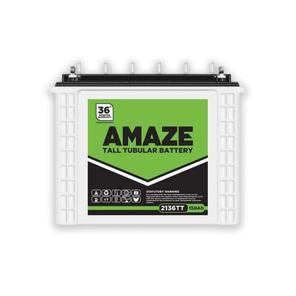 AMAZE 2136TT 150 Ah, Recyclable Tall Tubular Inverter Battery for Home, Office & Shops (White & Green)