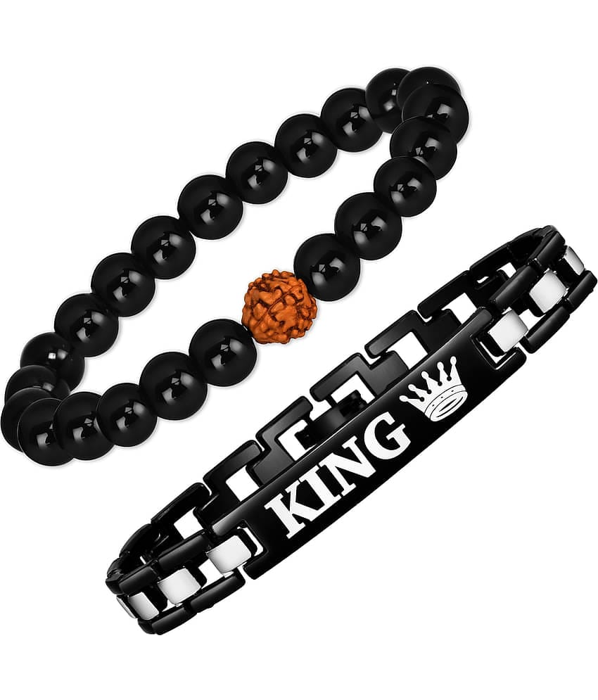 Mikado Black Alloy   Bracelet Combo For Men