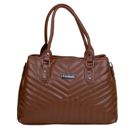 Jothi Arrowyn Premium Womens Handbag | 3-Compartment Quilted Synthetic Leather Tote | Semi-Gloss Finish | Water-Resistant | Soft Base | Dark Brown Jothi Arrowyn Premium Womens Handbag | 3-Compartment Quilted Synthetic Leather Tote | Semi-Gloss Finish | Water-Resistant | Soft Base | Dark Brown