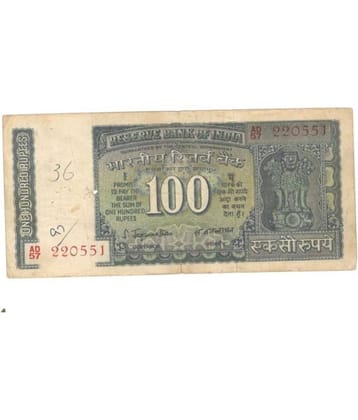 100 Rupees White Patti  Sign. By S. Jaganathan Condition as per Image
