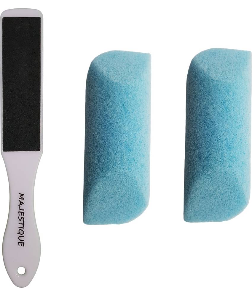 Majestique Sponge Foot Buffer And Foot Filer, Moisturizing Bod Wash With Clean 3Pcs Color May Vary