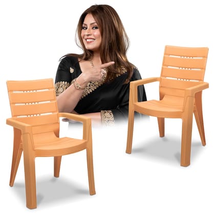 MAHARAJA 100% Virgin Plastic Premium Armrest Chair | Elegant Marble Finish | Ultra Durable & Stylish Living Room Chair