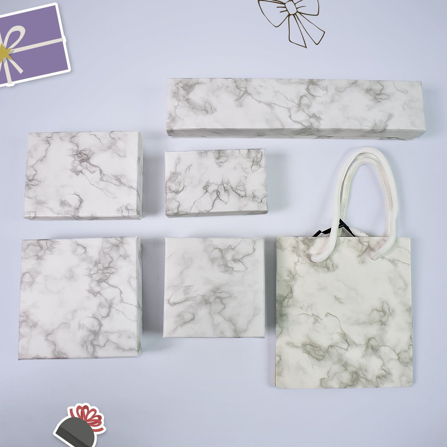 Cardboard Jewelry Boxes Gift Case Small Paper Jewelry Gift Boxes (7 Pcs Set / Mix Size)