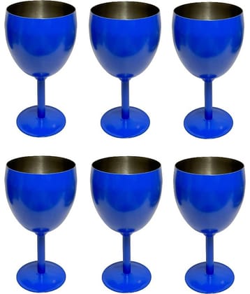 Dynore - 6 Wine Glass Steel Glasses Set 250 ml ( Pack of 6 )
