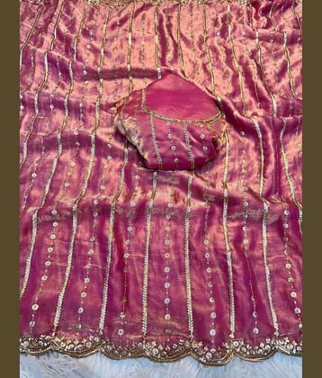 Rangtulika Ethnics Polyester Solid Regular Saree With Unstitched Blouse Piece ( Purple )