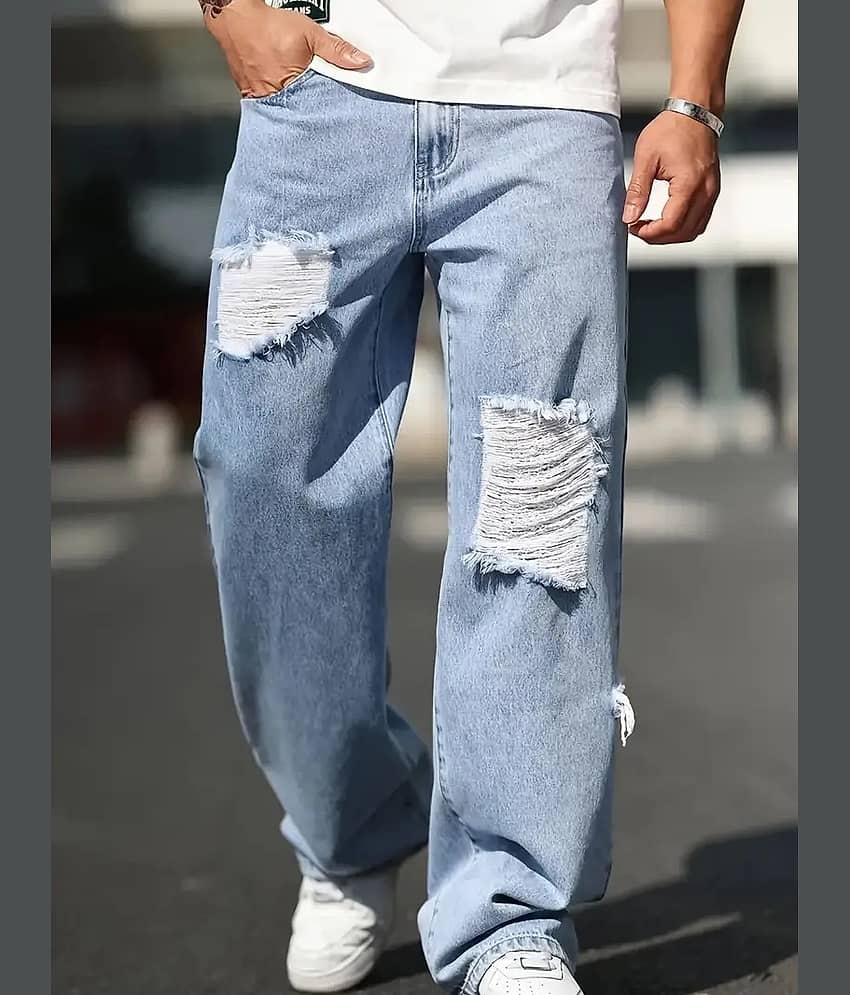 ARBIA FUNKI Relaxed Distressed Men's Jeans - Light Blue ( Pack of 1 )