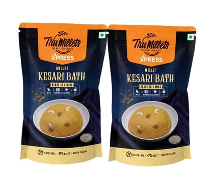 Trumillets Instant Kodo Millet Kesaribath Mix | Traditional Masalas Mix | Ready to Cook | Tasty Ready to Eat Kesaribath | No Artificial Colors and Flavours | No Palm Oil (Each 180 Gm Pack of 2)