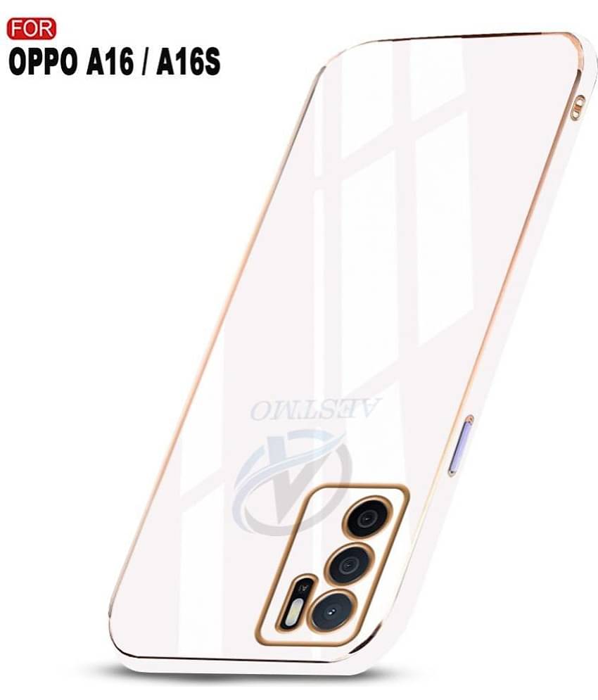 AESTMO - White Silicon Plain Cases Compatible For Oppo A16 ( Pack of 1 )