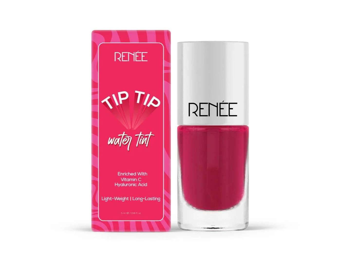 RENEE Tip Tip Water Tint - Stain For Lip & cheeks, Hydrating, Long Lasting & Lightweight, Soft tint With Velvety Matte finish, Natural flushed look, Vitamin C & Hyaluronic Acid Infused - Pink Splash