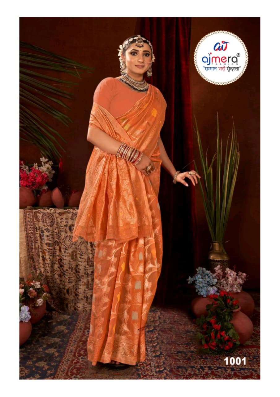 SOJ Strawberry Cotton  Saree with Unstitched Blouse